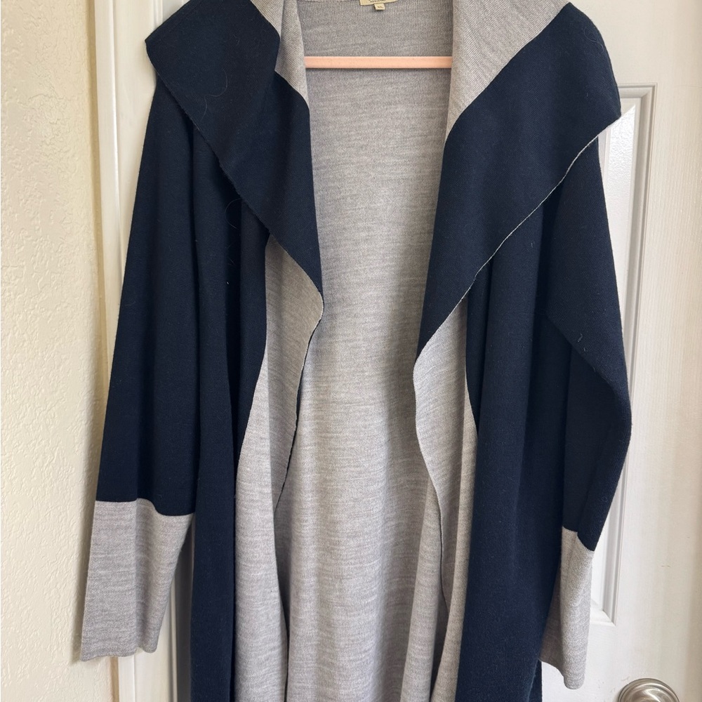 Oriana Stylish Women's Gray and Navy Cardigan Sweater XL